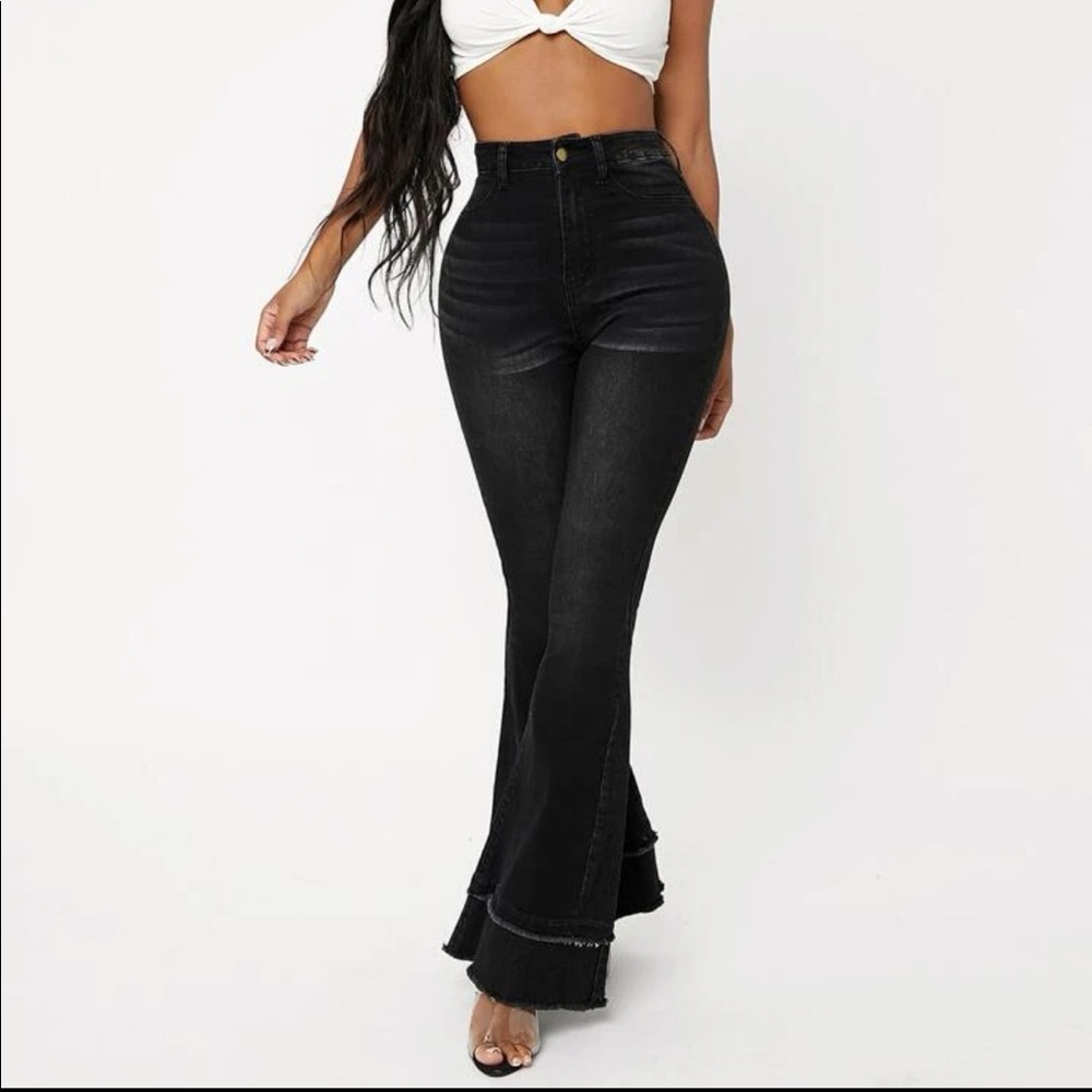 black bell bottom jeans